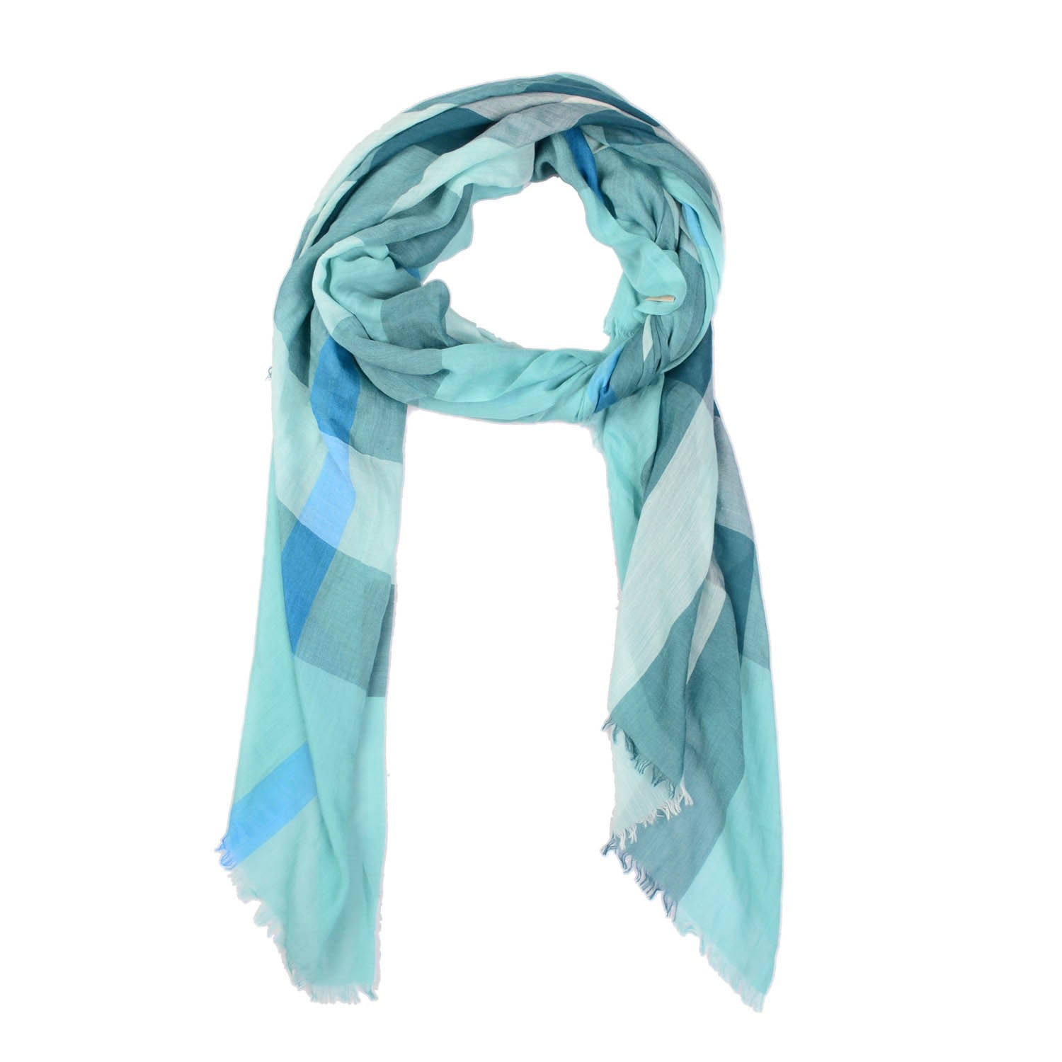 Burberry Modal Cashmere Silk House Check Lightweight Scarf Pale Peridot Blue 1 of 6