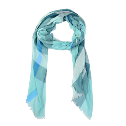 Burberry Modal Cashmere Silk House Check Lightweight Scarf Pale Peridot Blue 1 of 6