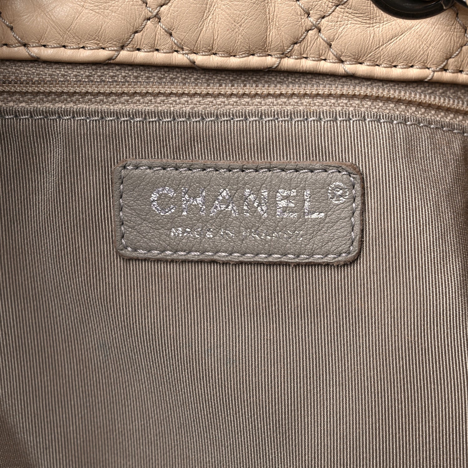 Chanel Calfskin Suede Quilted Patchwork Drawstring Bag Beige 6 of 17