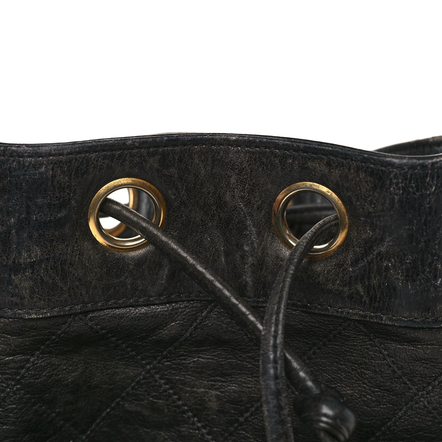Chanel Lambskin Diamond Stitched CC Drawstring Shoulder Bag Black 10 of 13