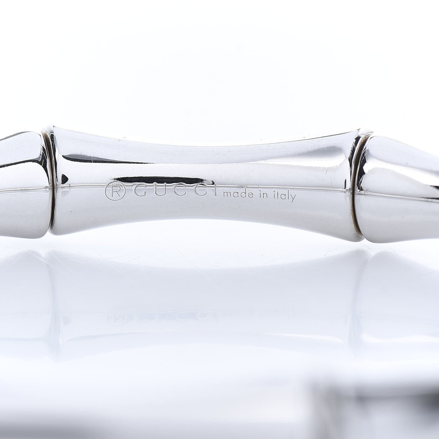 Gucci 18K White Gold Medium Bamboo Spring Bracelet 18 4 of 7