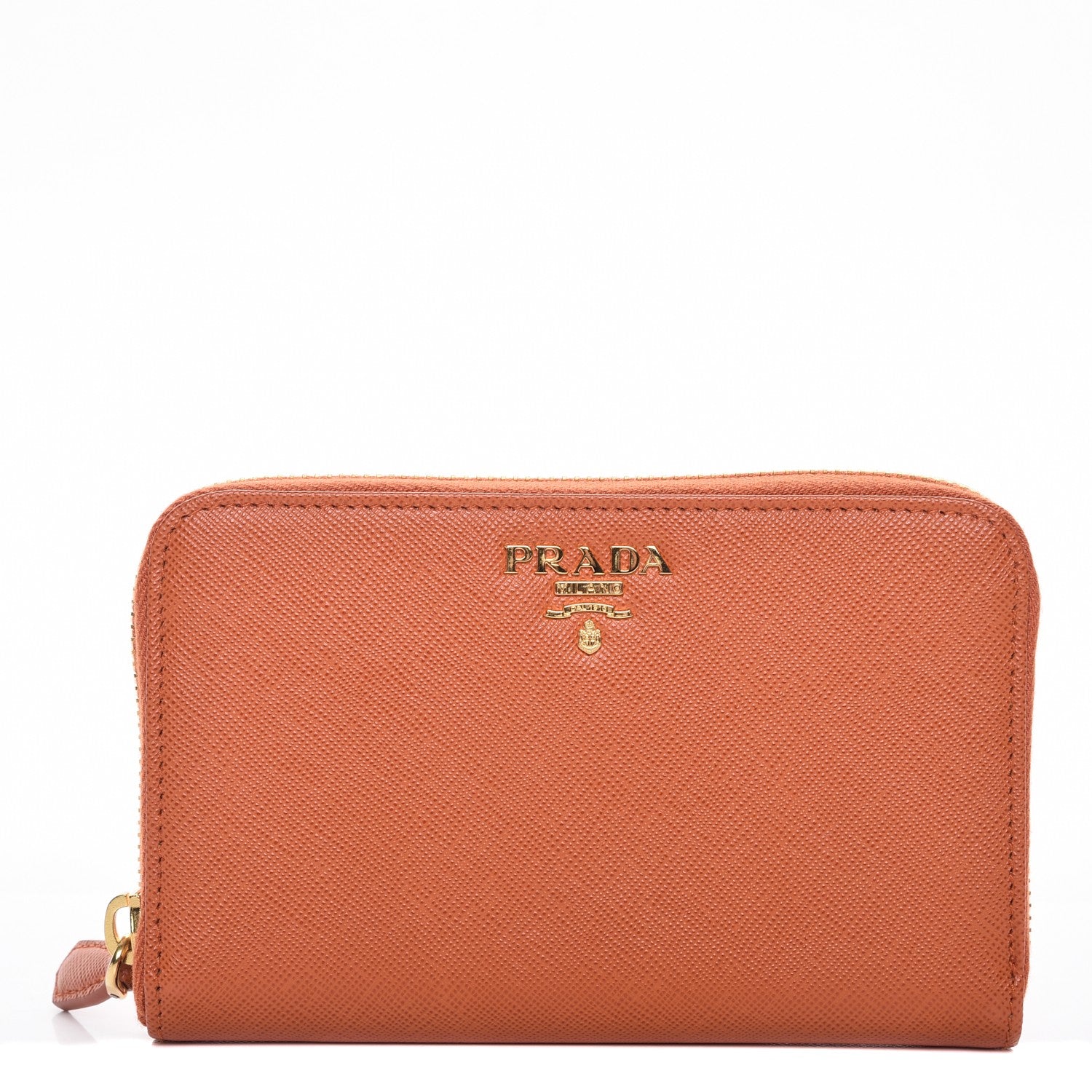 Prada Saffiano Zip Around Wallet Papaya 1 of 8