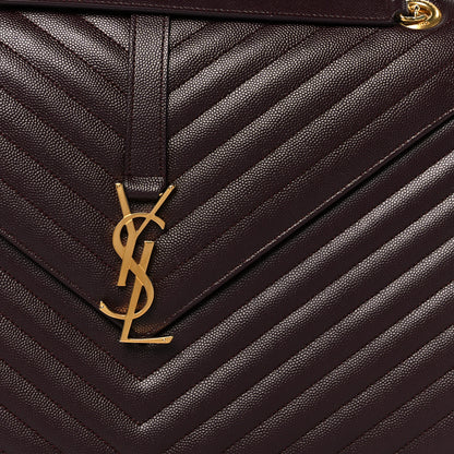 Saint Laurent Grain De Poudre Matelasse Chevron Large Monogram Satchel Amaranto 9 of 11