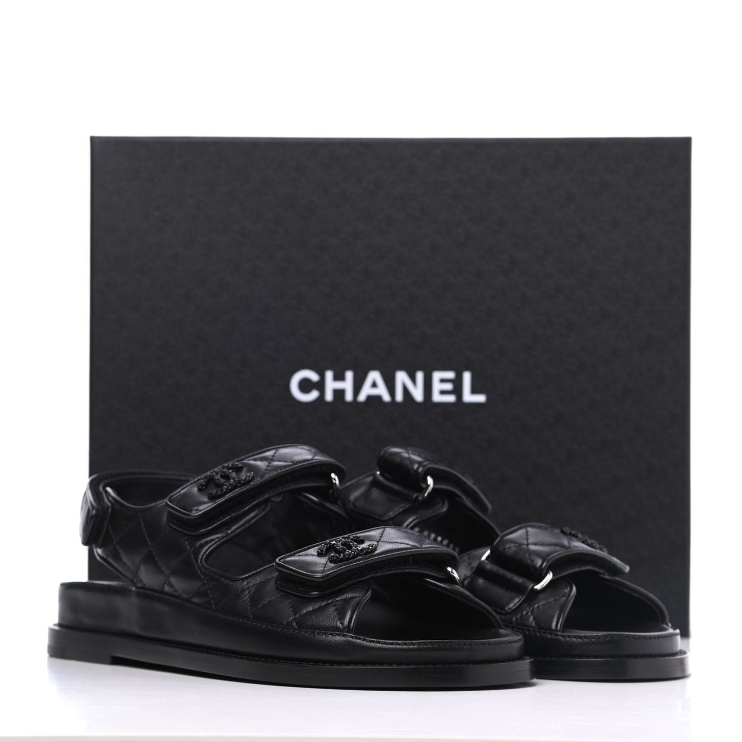 Lambskin Velcro Dad Sandals 38 Black