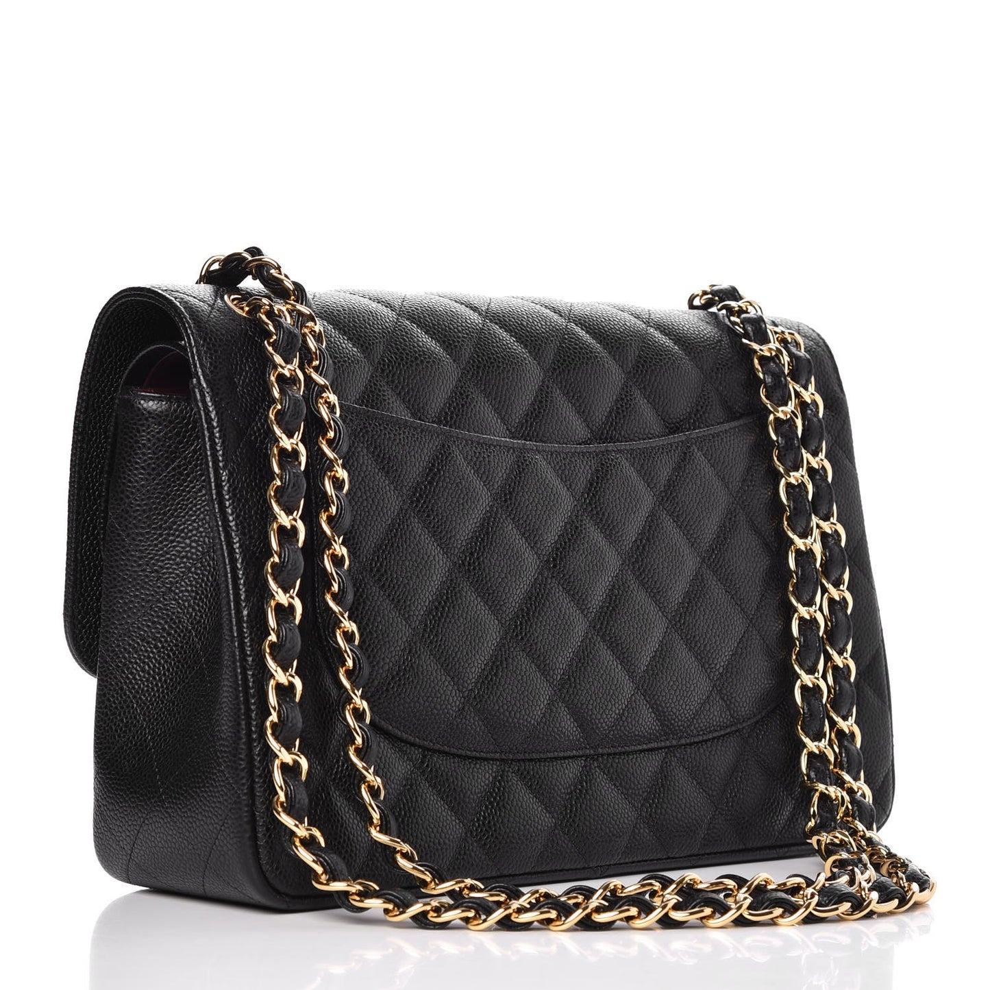 Caviar Quilted Jumbo Double Flap Black