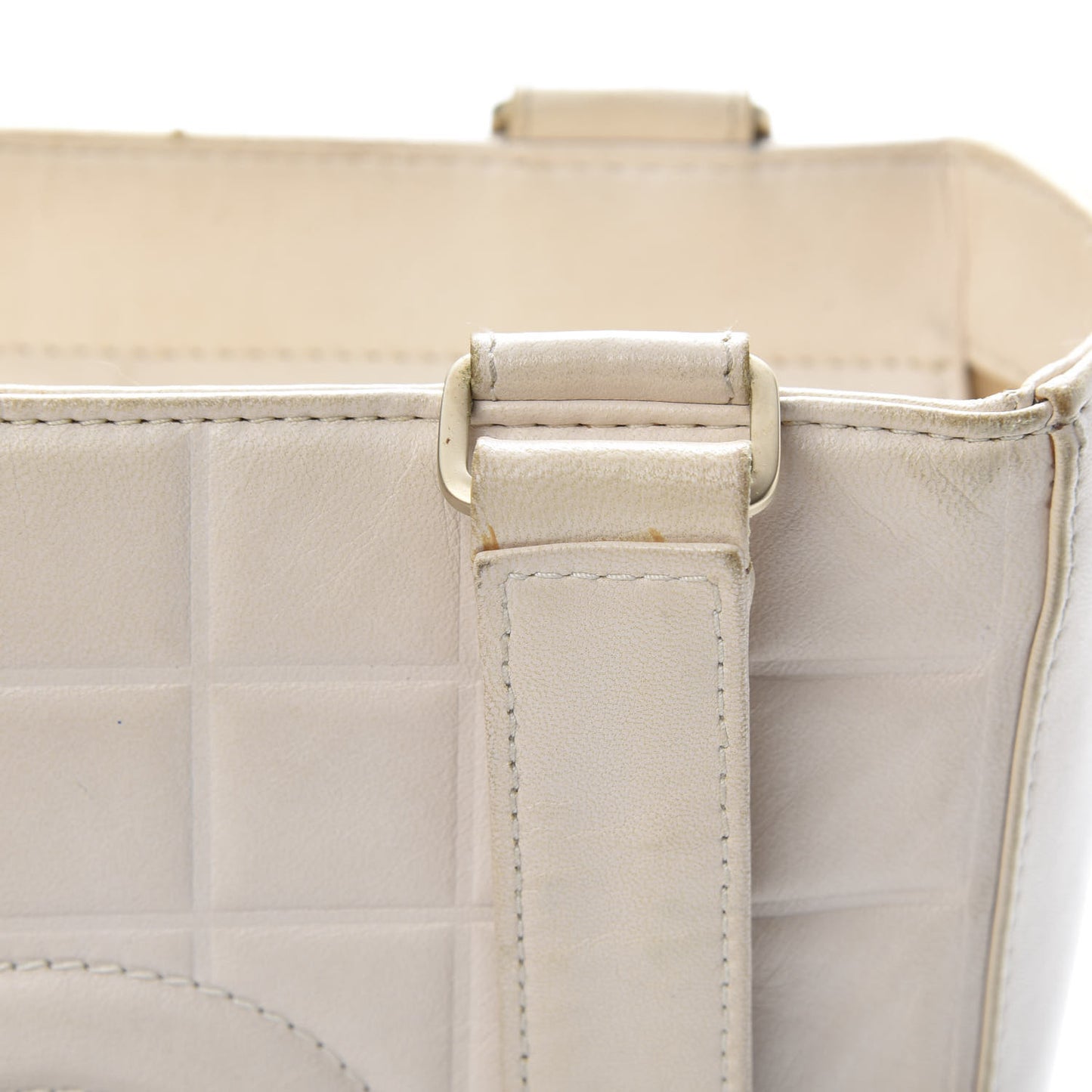 Lambskin Quilted Chocolate Bar Tote White