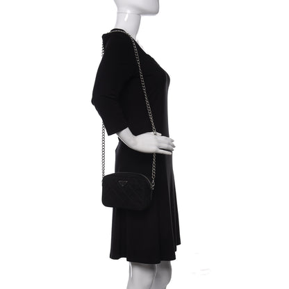 Prada Nylon Tessuto Impuntu Quilted Chain Crossbody Black 2 of 10