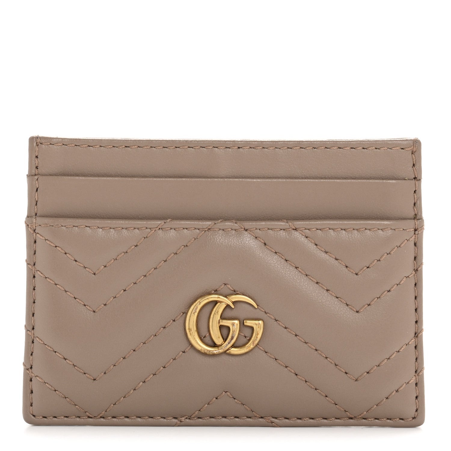 Gucci Calfskin Matelasse GG Marmont Card Holder Porcelain Rose 1 of 7