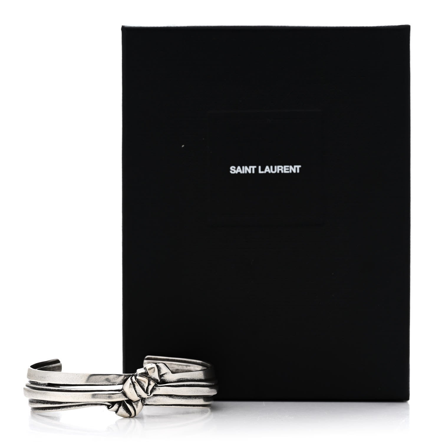 Saint Laurent Brass Knot Cuff L Silver 6 of 6