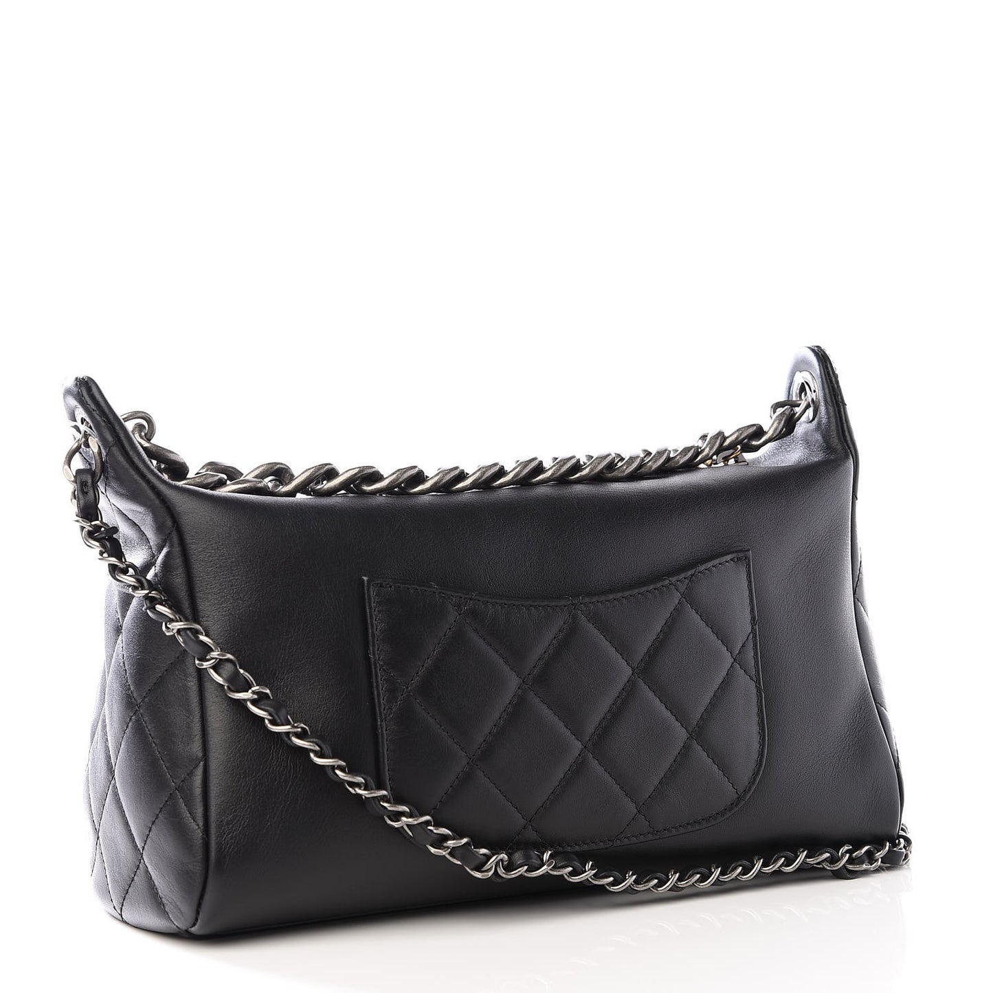 Calfskin Chain 20s Signature Hobo Black