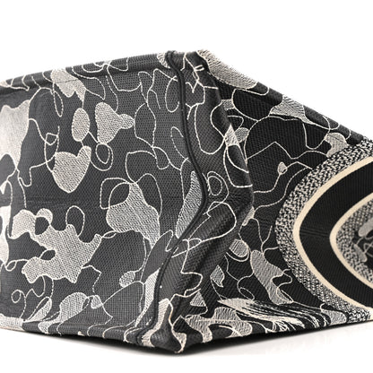 Christian Dior Canvas Embroidered Large Around The World Book Tote Black White 10 of 14