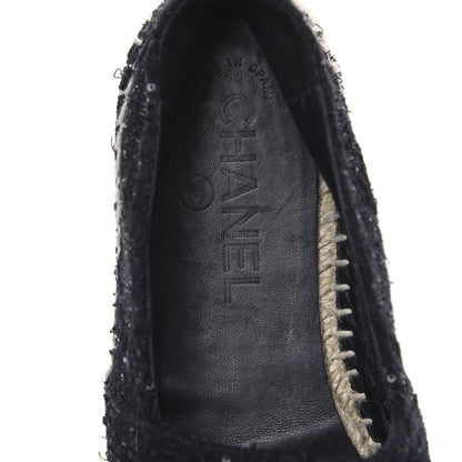 Chanel Tweed Patent Goatskin Sequin CC Espadrilles 35 Black 7 of 10