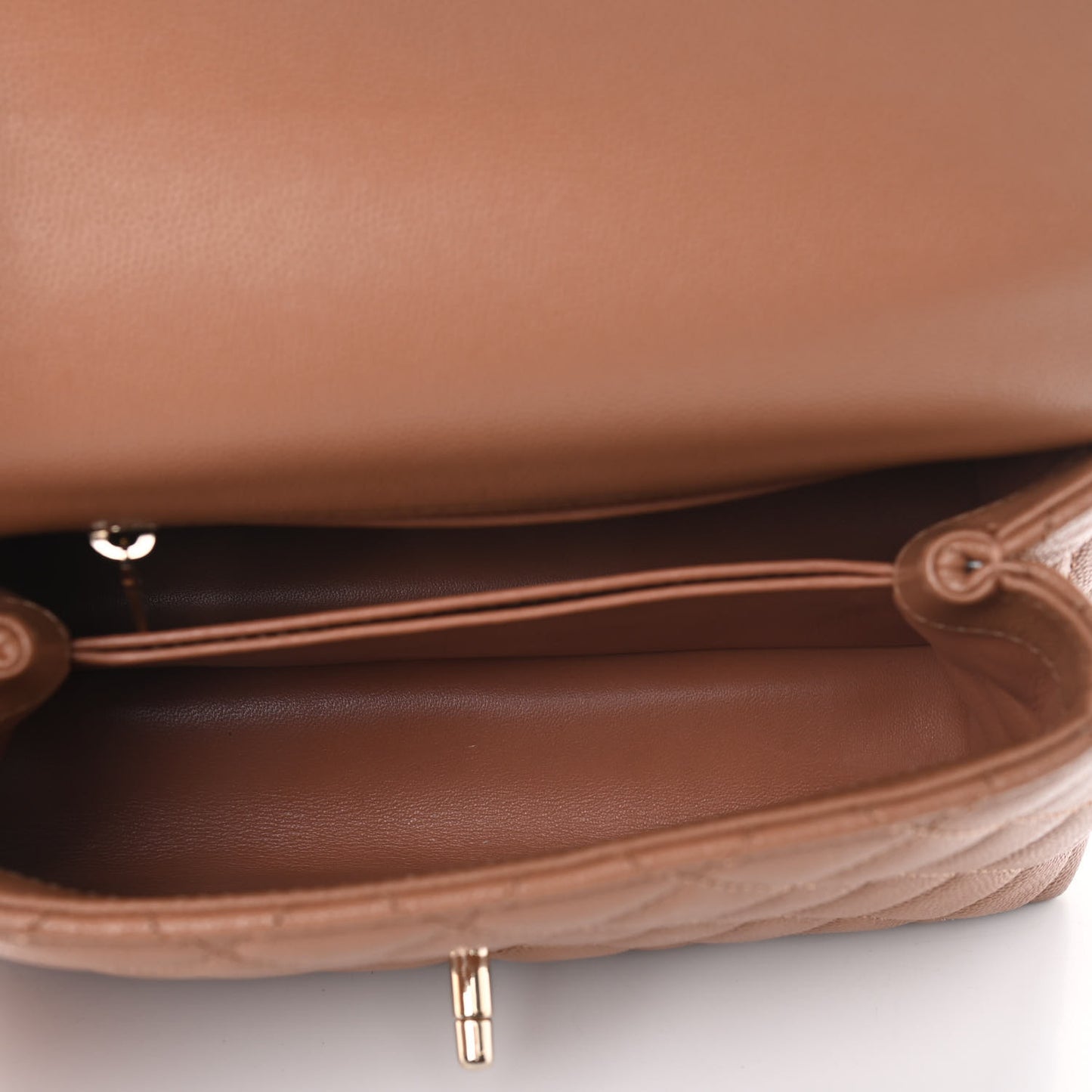 Caviar Lizard Embossed Quilted Mini Coco Handle Flap Brown