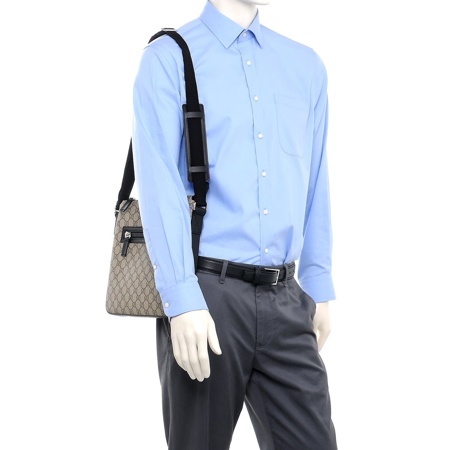 GG Supreme Monogram Flat Messenger Bag Black