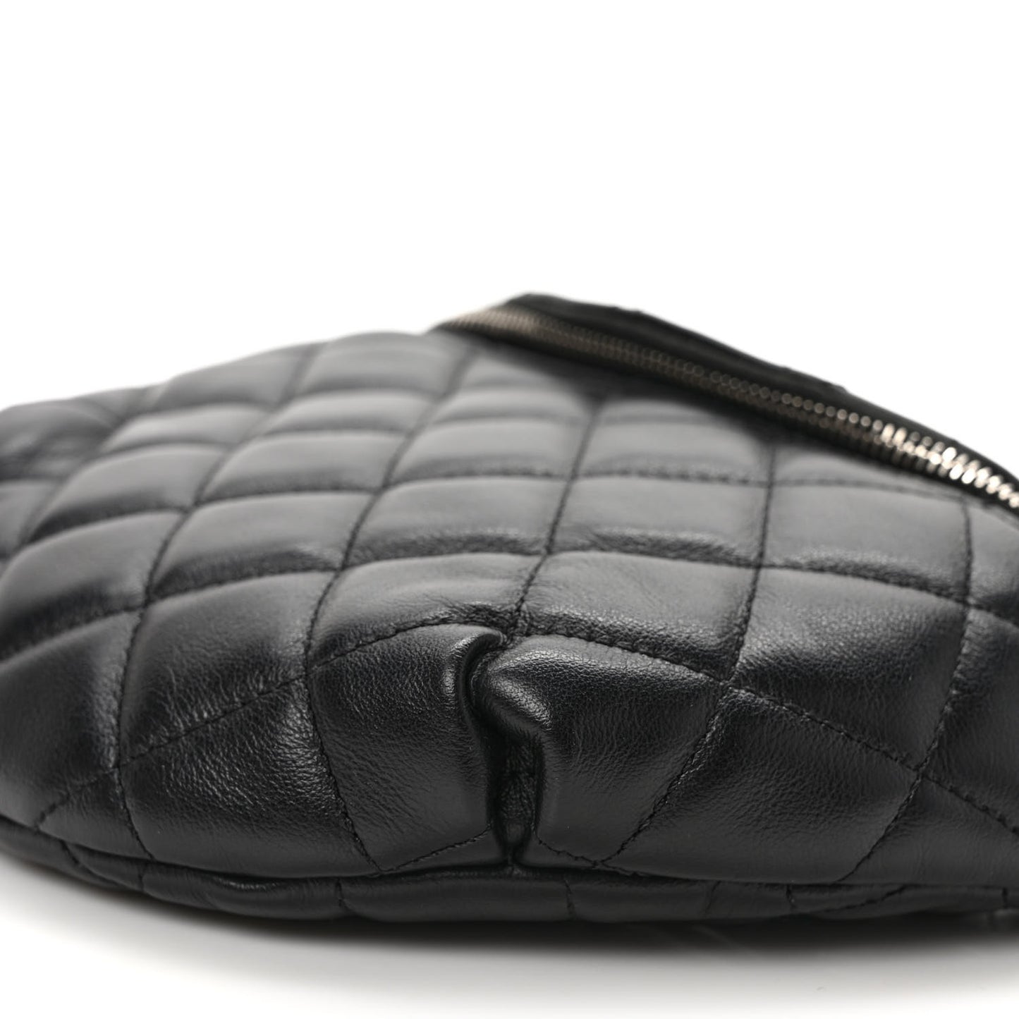 Calfskin Quilted Waist Belt Bag Black