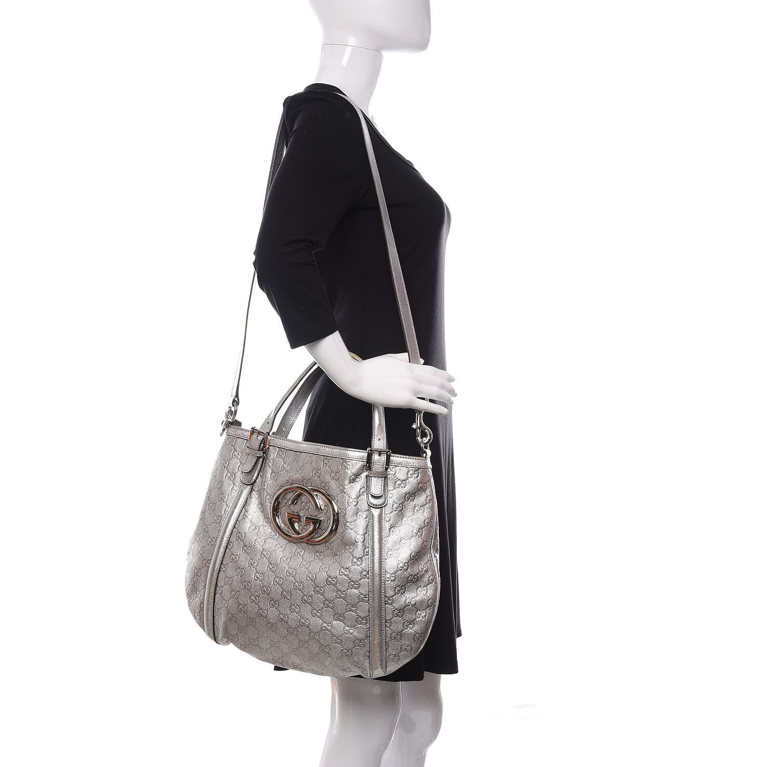 Gucci Guccissima Medium Britt Tote Silver 2 of 8