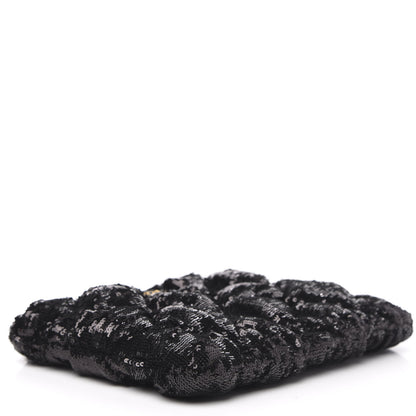 Chanel Sequins Quilted Large Chanel 19 Pouch Black 4 of 9