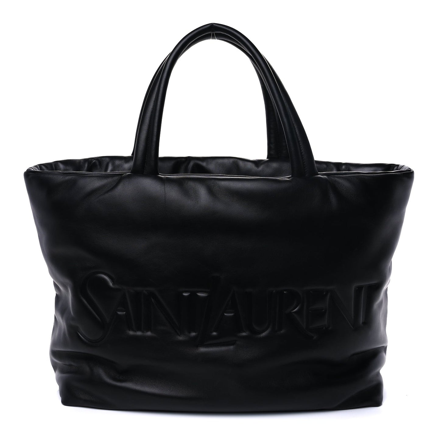 Lambskin Wide Puffer Tote Black