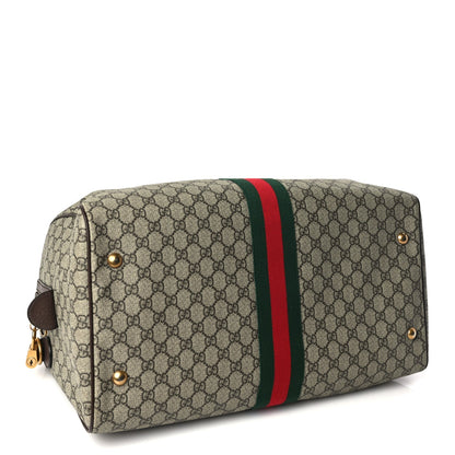 Gucci GG Supreme Monogram Textured Dollar Calfskin Web Medium Ophidia Carry-On Duffle Bag Beige Ebony New Acero 3 of 9