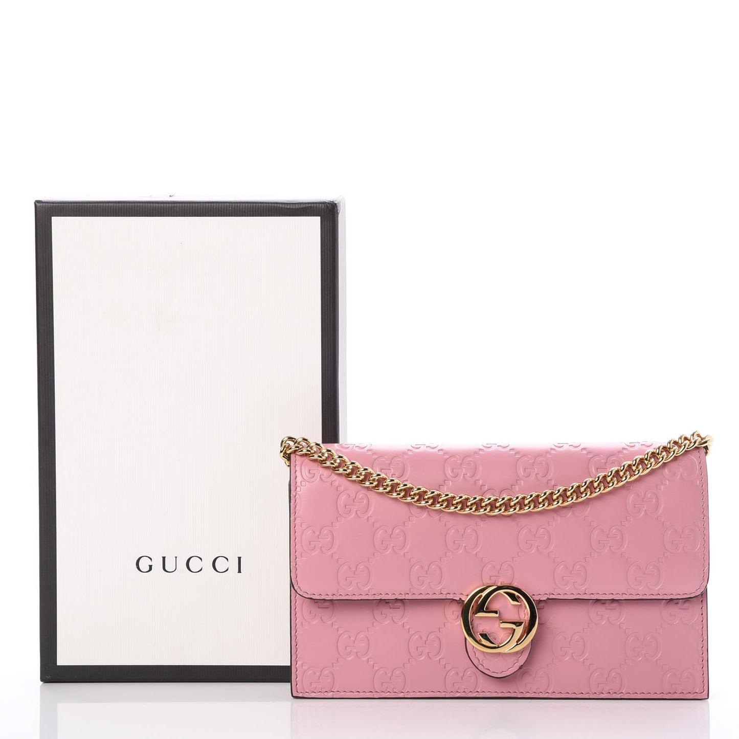 Guccissima Icon Chain Wallet Carmine Rose