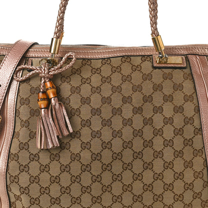 Gucci Monogram Cellarius Calfskin Large Bella Top Handle Bag Beige Rose Gold 10 of 16