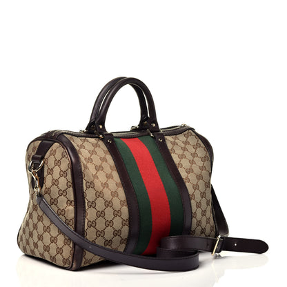 Gucci Monogram Vintage Web Medium Boston Dark Brown 4 of 10