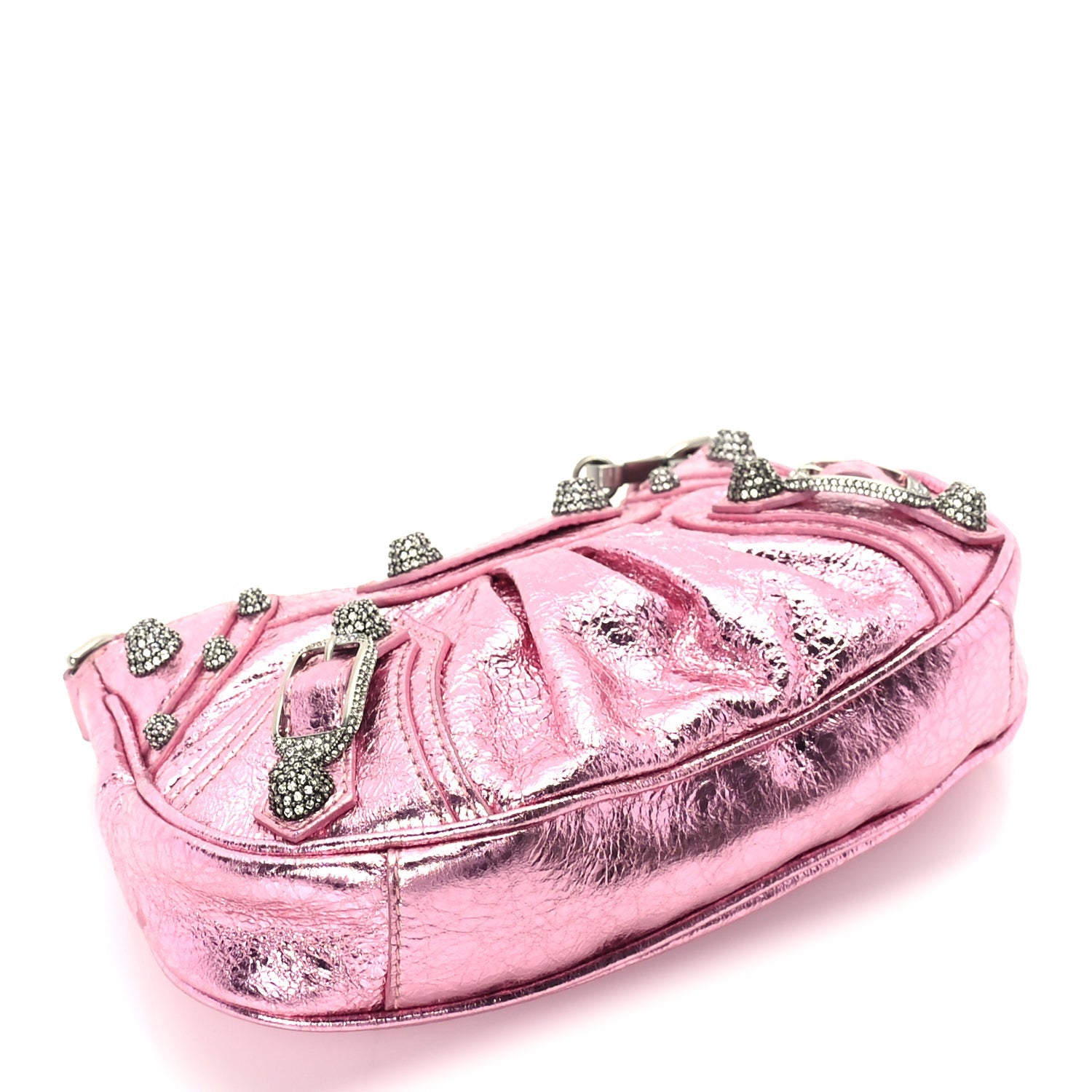 Balenciaga Metallic Agneau Arena Crystal Le Cagole Mini Purse With Chain Met Pink 3 of 8