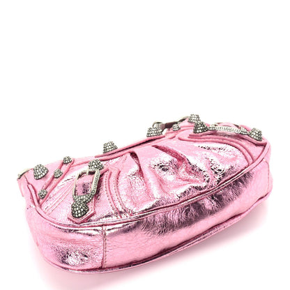 Balenciaga Metallic Agneau Arena Crystal Le Cagole Mini Purse With Chain Met Pink 3 of 8