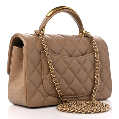 Chanel Lambskin Quilted Mini Metal Top Handle Rectangular Flap Beige 3 of 10