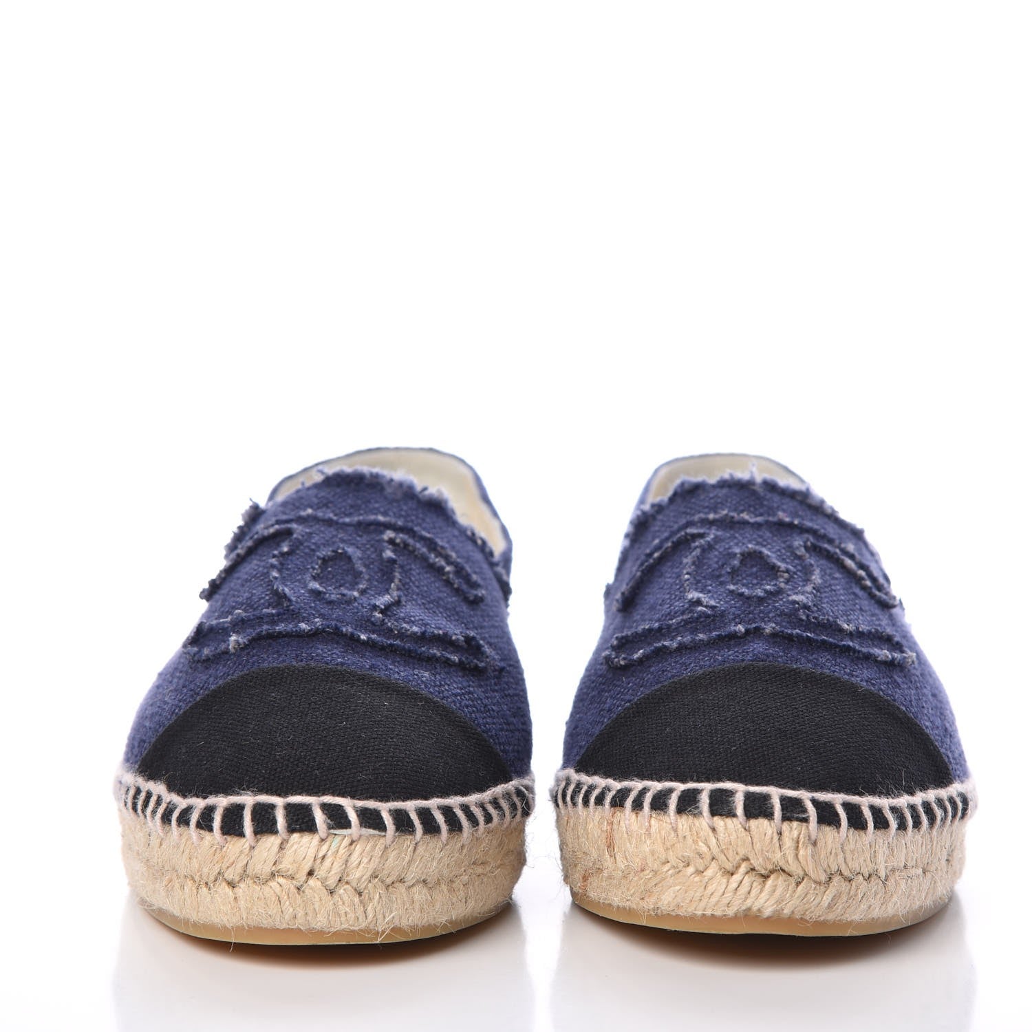 Chanel Linen CC Espadrilles 38 Blue Black 2 of 13