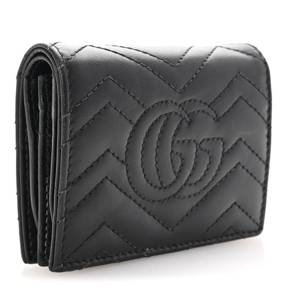 Gucci Calfskin Matelasse GG Marmont Card Case Wallet Black 3 of 7