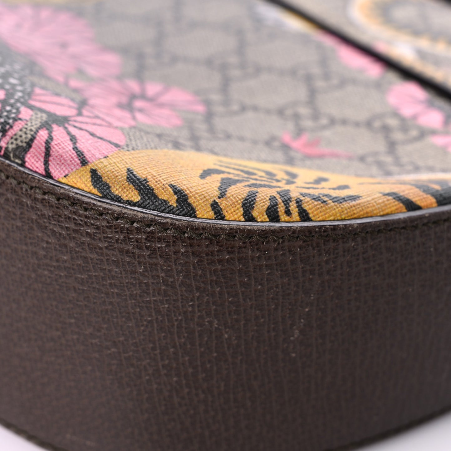 GG Supreme Monogram Bengal Web Medium Padlock Messenger Shoulder Bag Beige Pink