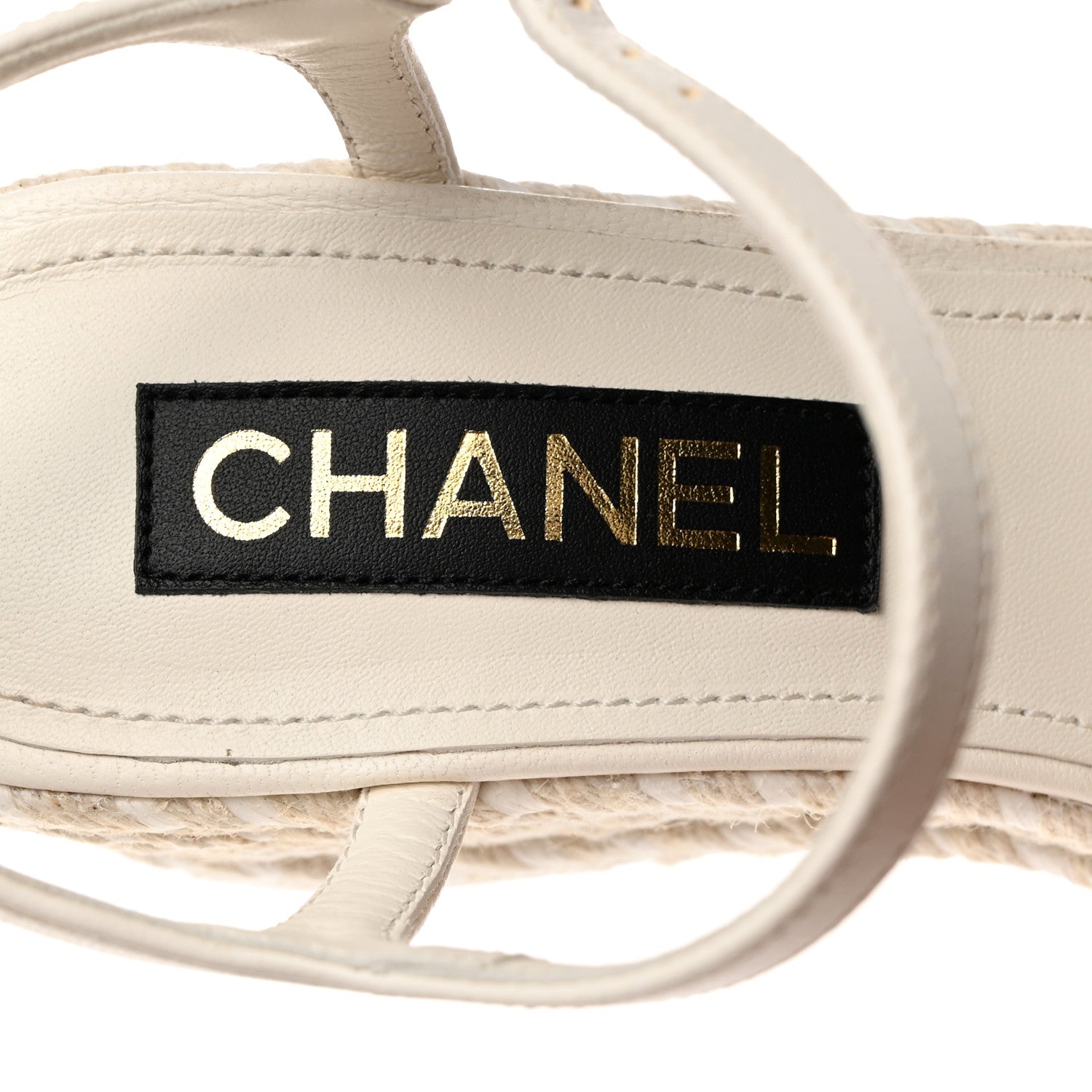Chanel Lambskin Grosgrain CC Espadrilles Wedges 40 White Black 6 of 9
