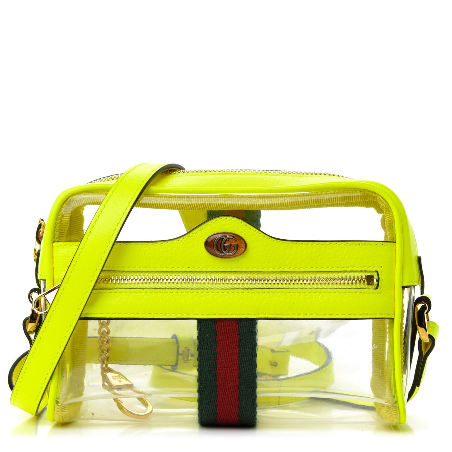 Vinyl Web Mini Ophidia Transparent Shoulder Bag Yellow Fluo