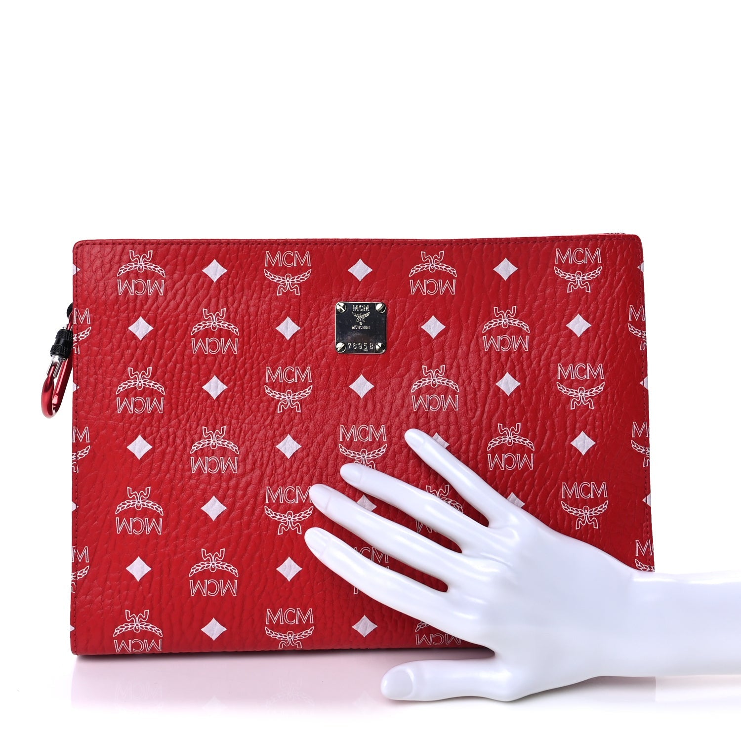MCM Visetos Medium Zip Pouch Red 2 of 8