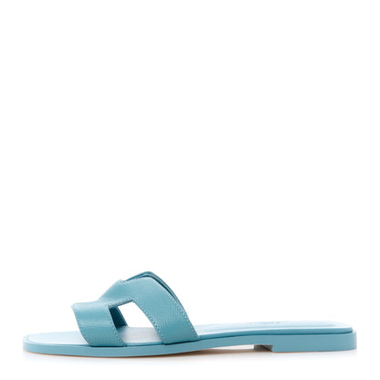 Hermes Epsom Oran Sandals 36.5 Bleu Littoral 1 of 9