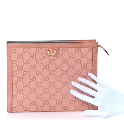 Gucci Monogram Textured Dollar Calfskin Ophidia Pouch Cloche  Rose Pink 2 of 7