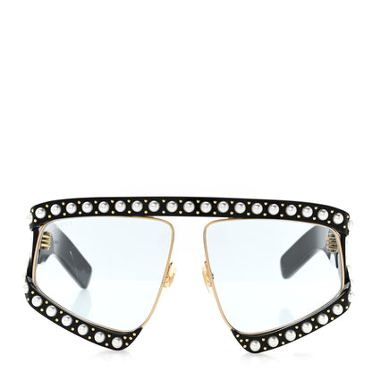 Gucci Acetate Pearl Rectangular Frame Sunglasses GG0234S Black 2 of 9