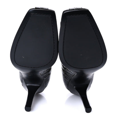 Chanel Crocodile Embossed Patent Calfskin Pumps 37 Black 6 of 8