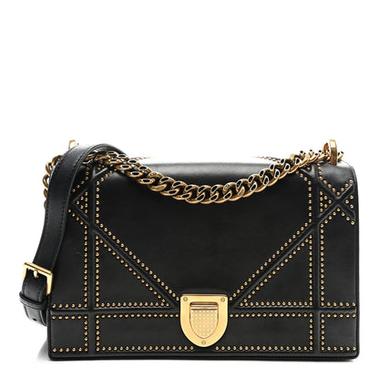 Christian Dior Lambskin Studded Medium Diorama Flap Bag Black 1 of 7