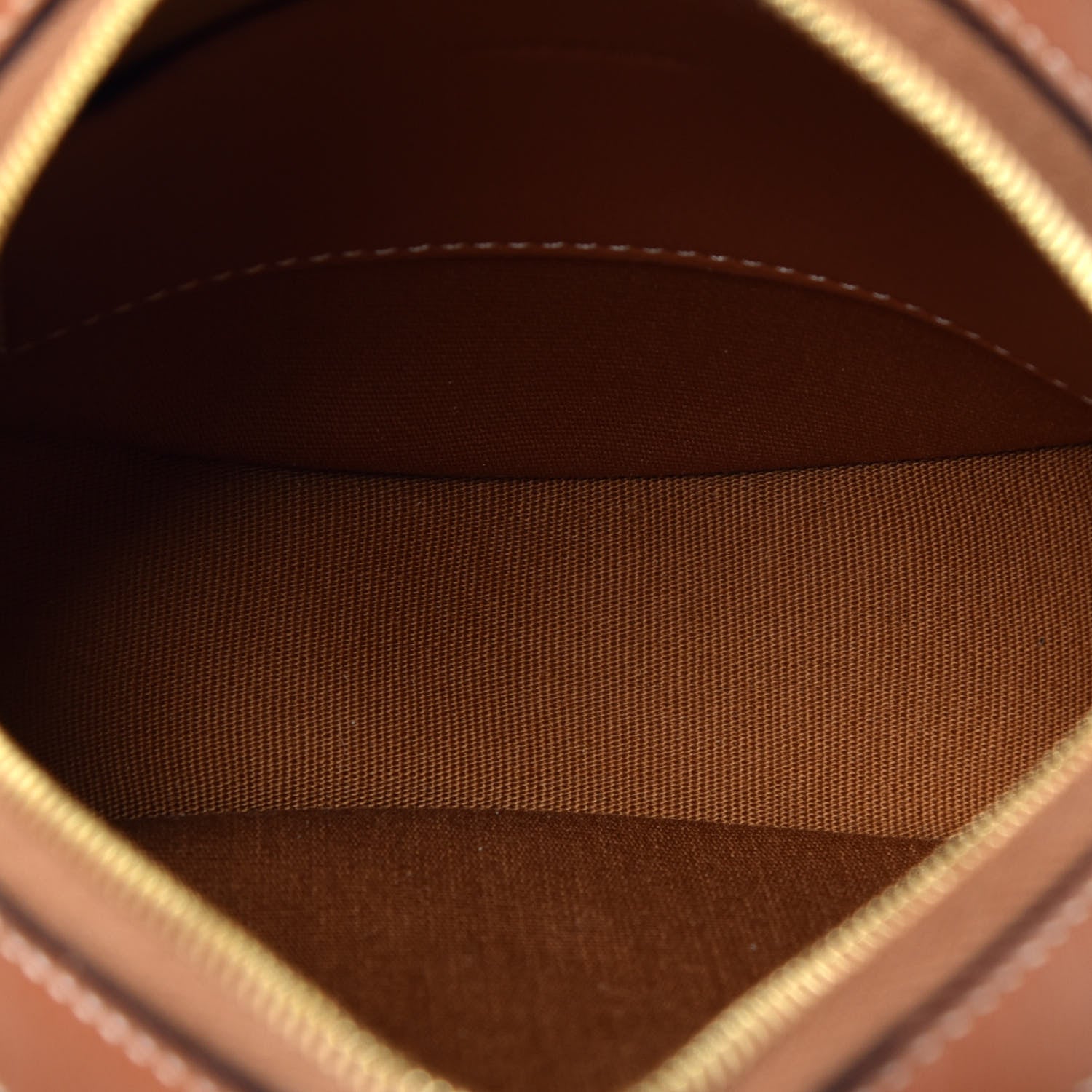 Celine Lambskin Triomphe Canvas Round Purse On Strap White Tan 5 of 9