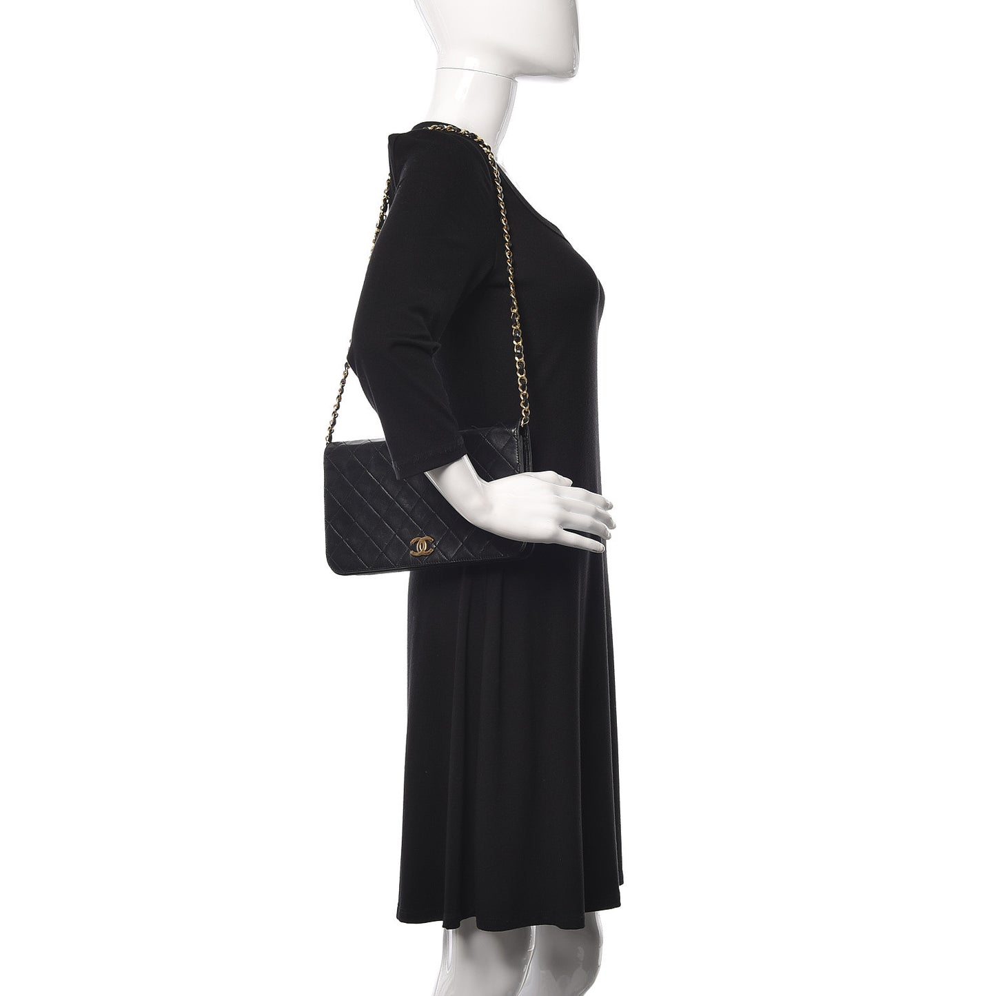 Lambskin Quilted Small Single Flap Black