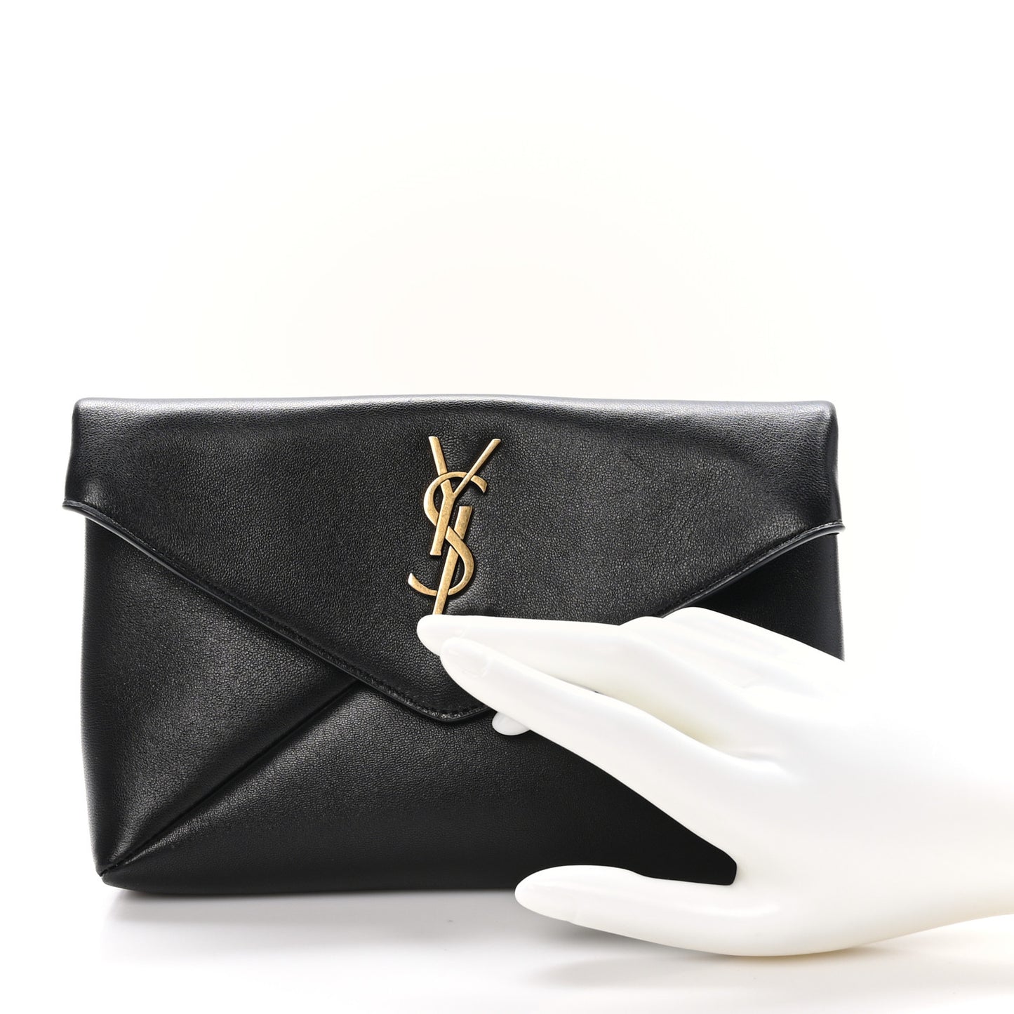 Lambskin Small Cassandre Envelope Pouch Black