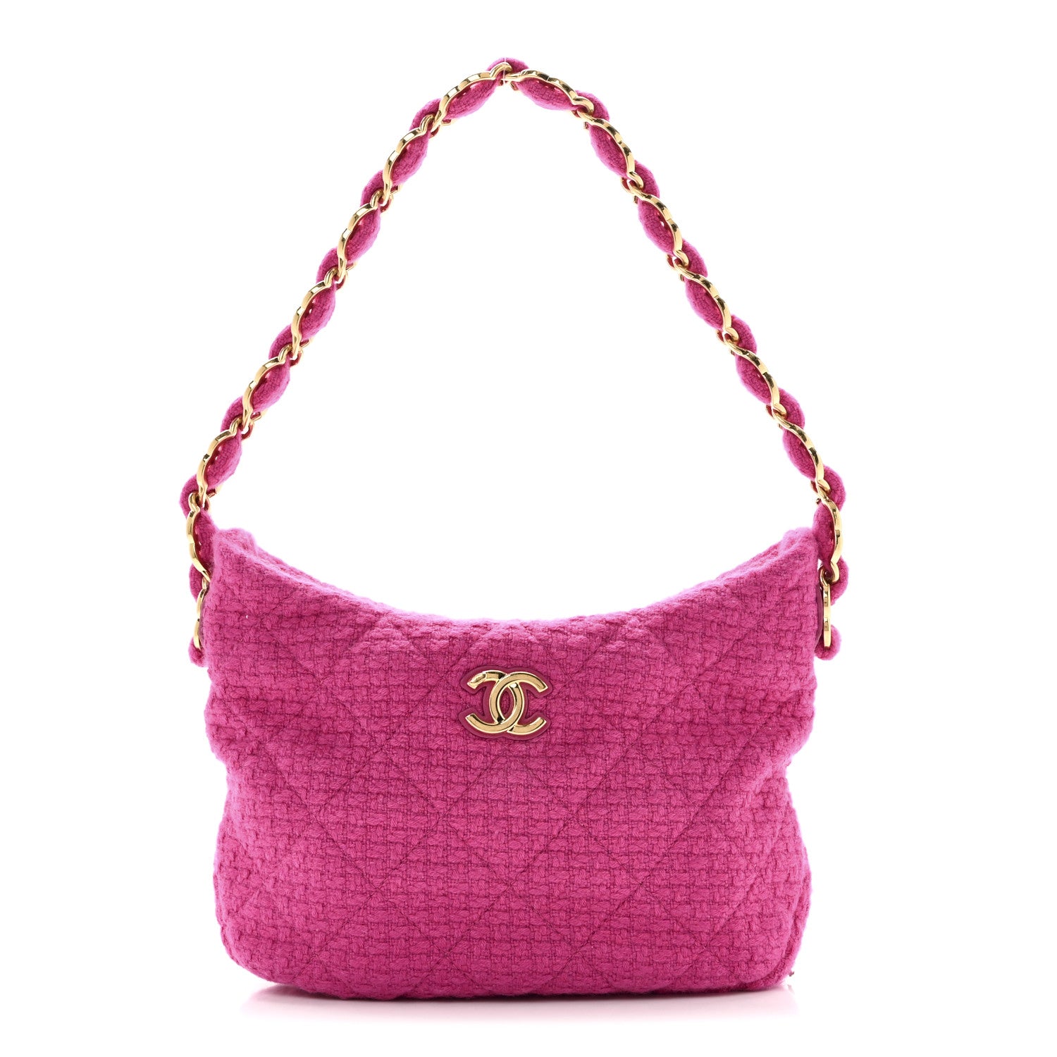 Chanel Cashmere Tweed Quilted CC Links Hobo Fuchsia 1 of 10