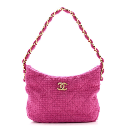 Chanel Cashmere Tweed Quilted CC Links Hobo Fuchsia 1 of 10