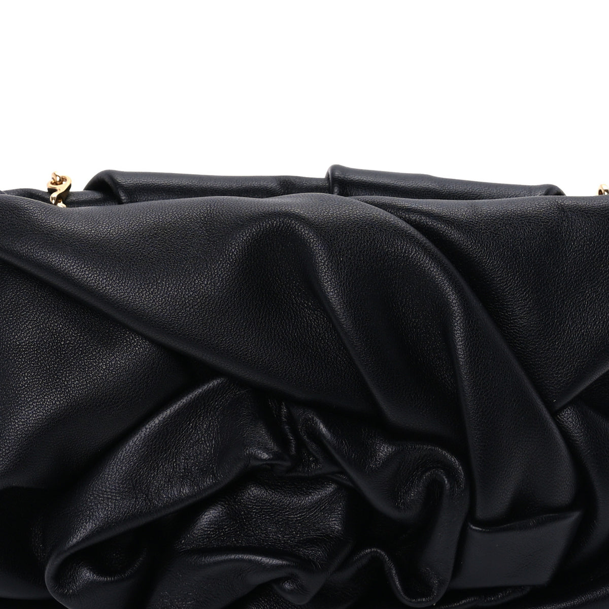Smooth Calfskin Rose Clutch Black