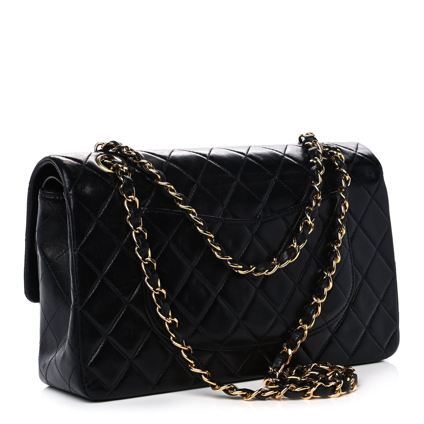 Lambskin Quilted Medium Double Flap Black