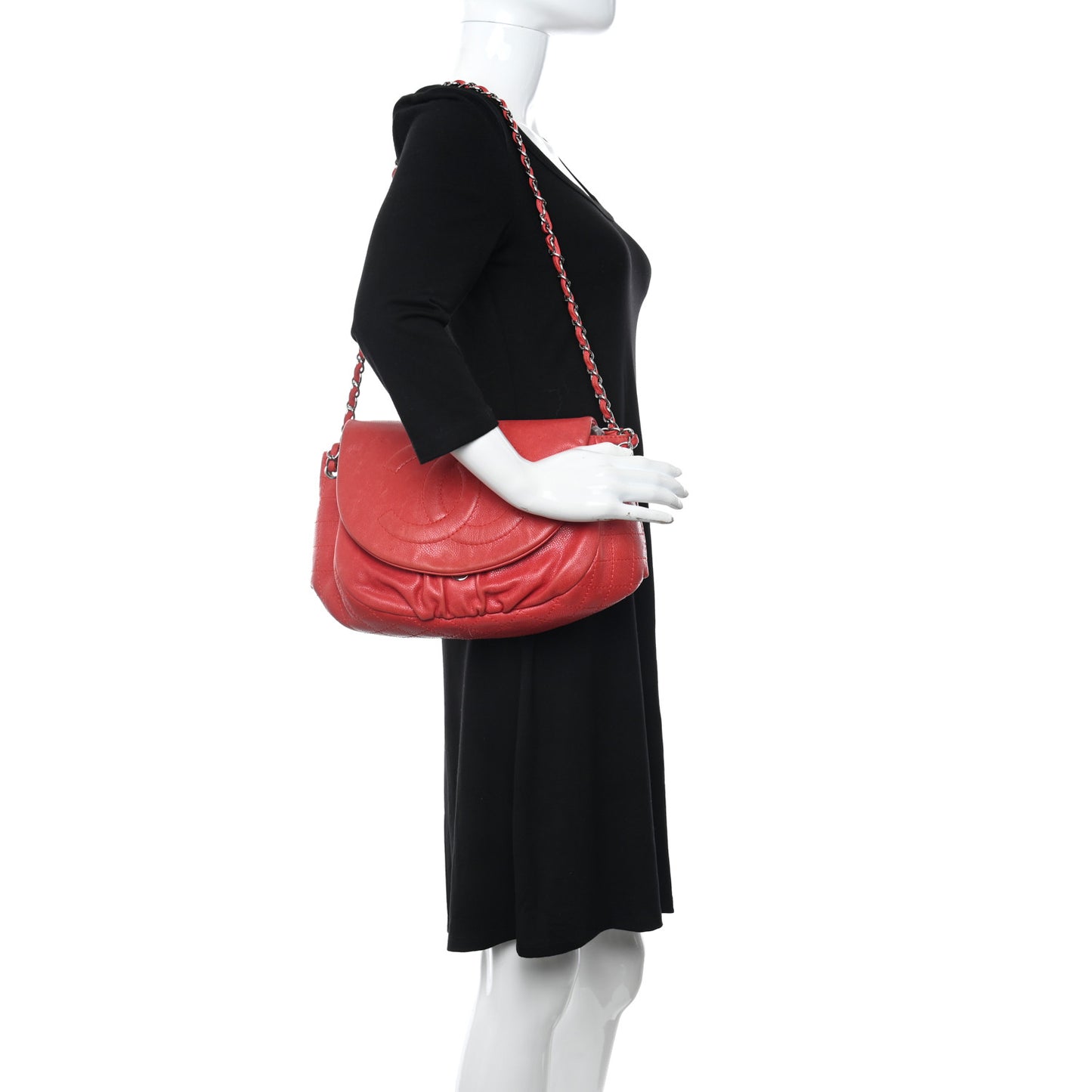 Caviar Half Moon Flap Red