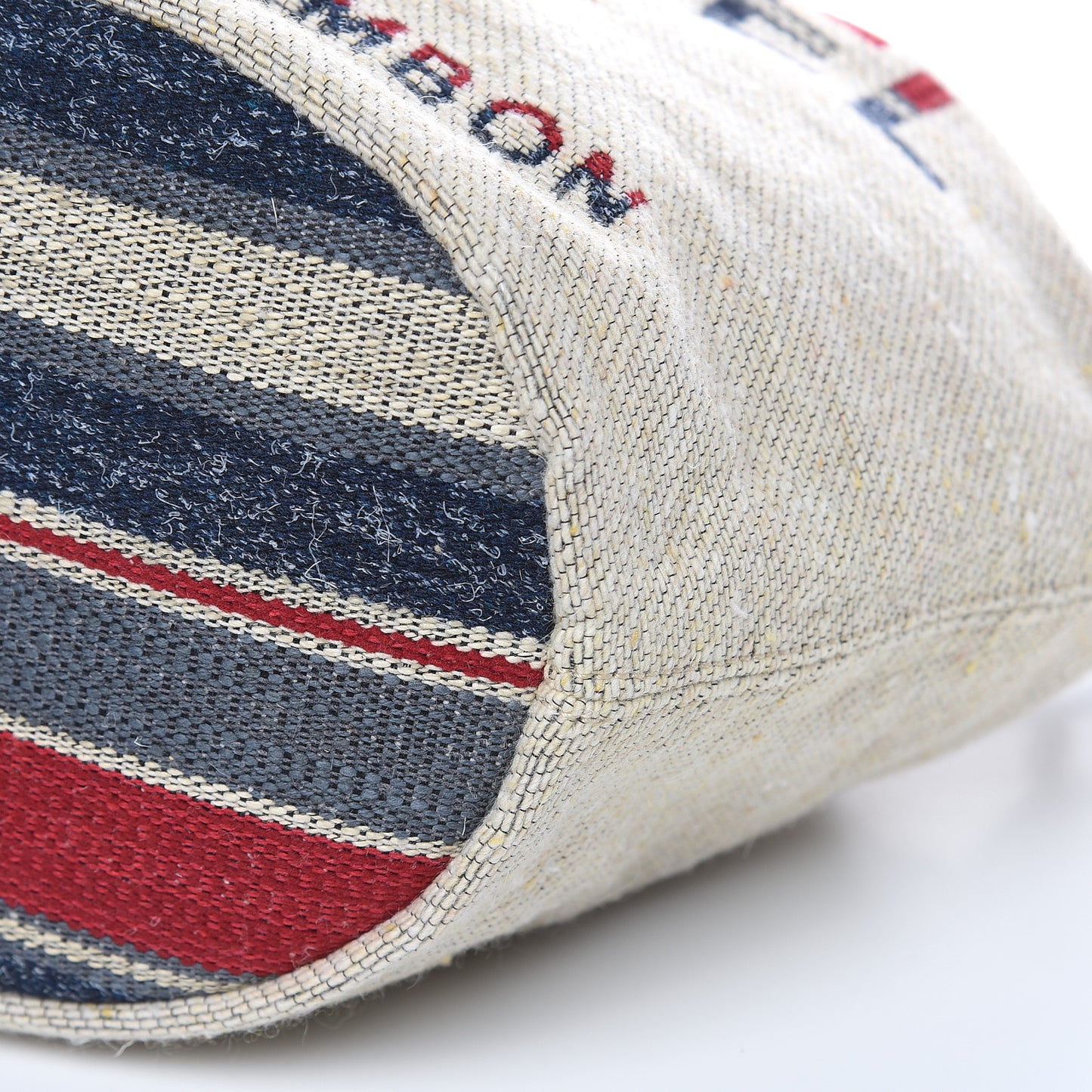 Striped Canvas Deauville Drawstring Bag Beige