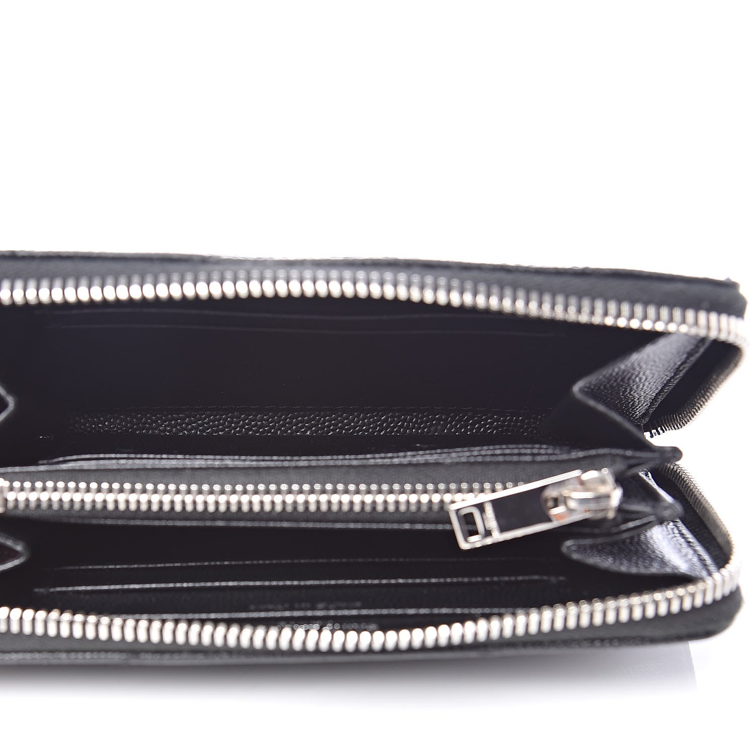 Saint Laurent Grain De Poudre Matelasse Chevron Monogram Zip Around Wallet Black 5 of 9